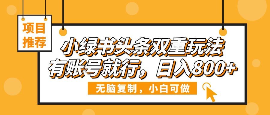 小绿书头条双重玩法,有账号就行,日入800+-芸启轻创