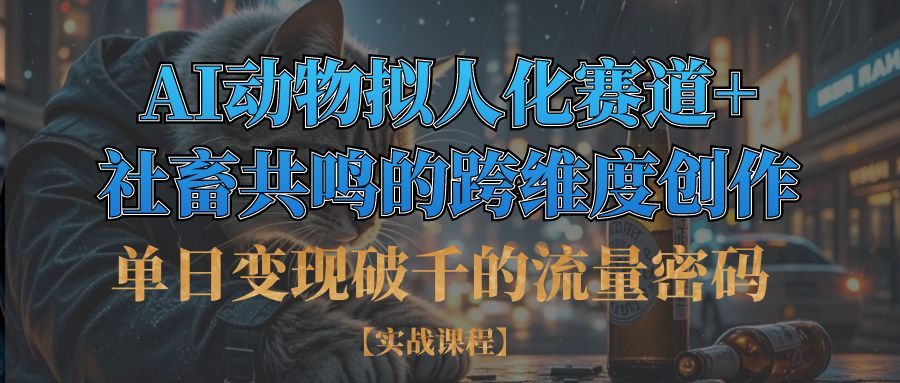 单日变现破千的流量密码,AI动物拟人化赛道+社畜共鸣的跨维度创作-芸启轻创