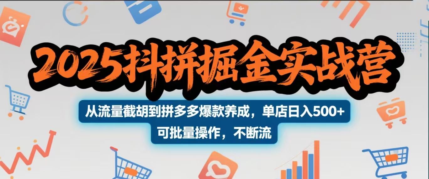 2025抖拼掘金实战营，从流量截胡到拼多多爆款养成，单店日入500+ 可批量操作，不断流-芸启轻创