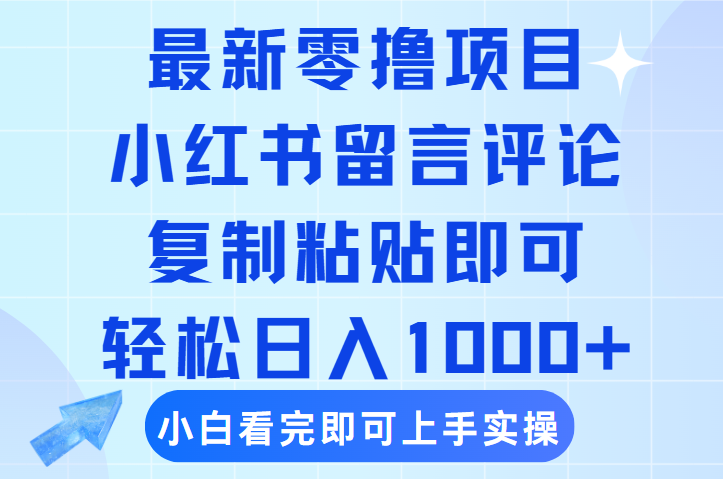 最新零撸小项目，小红书留言评论，复制粘贴即可赚钱，轻松日入1000+-芸启轻创