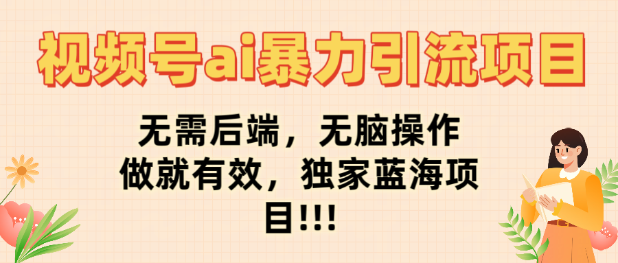 视频号ai暴力引流项目，无需后端，无脑操作，做就有效，独家蓝海项目!!!-芸启轻创