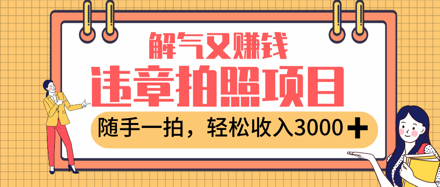 最新违章拍照赚钱，解气又赚钱的项目，随手一拍，轻松收入3000+-芸启轻创