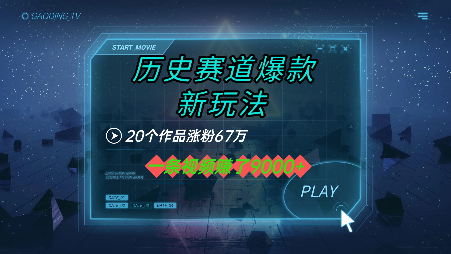 20个作品涨粉67万，一条视频赚了9000+，历史赛道爆款新玩法-芸启轻创