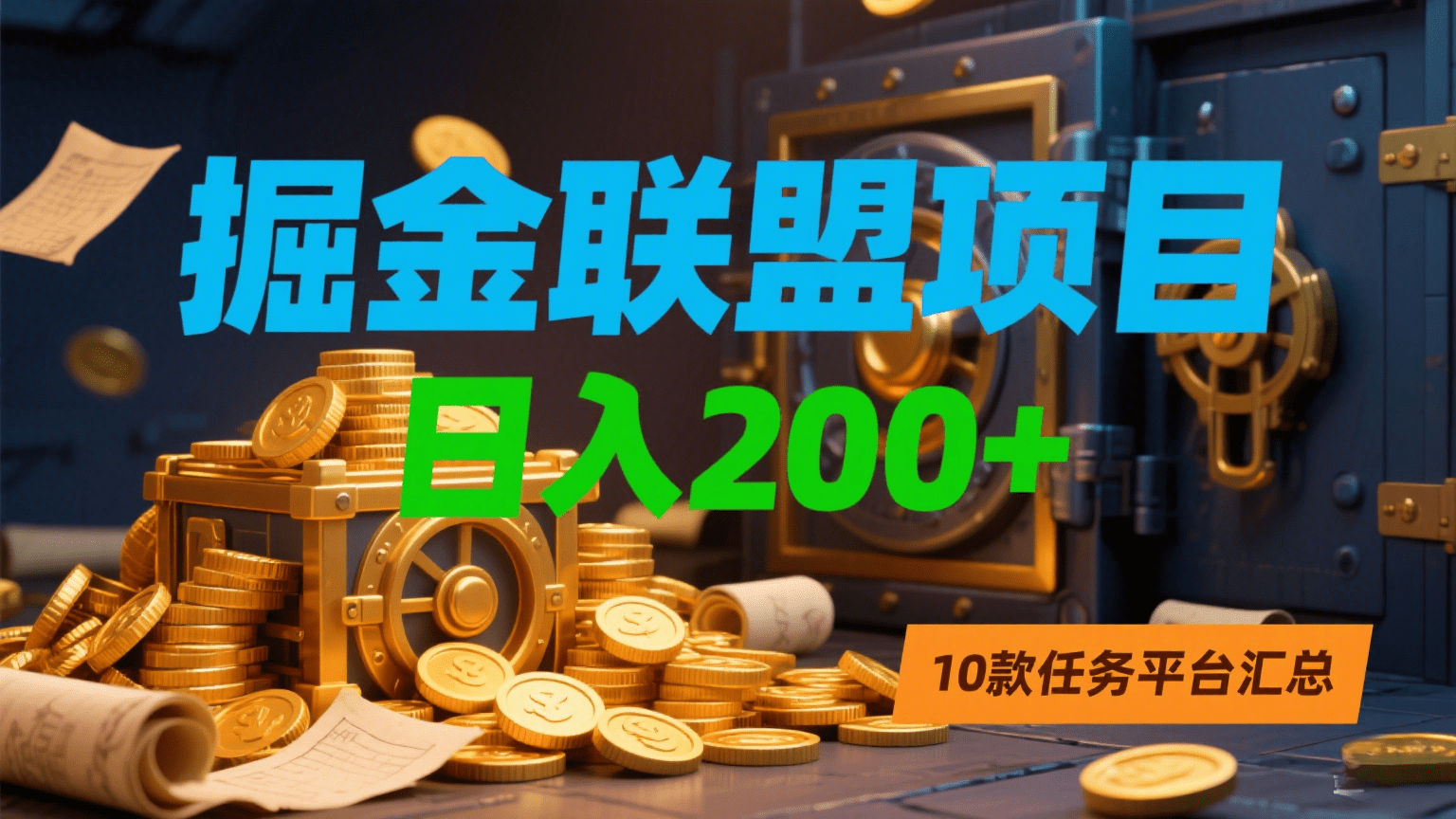 掘金联盟项目，日入200+，10款任务平台汇总-芸启轻创