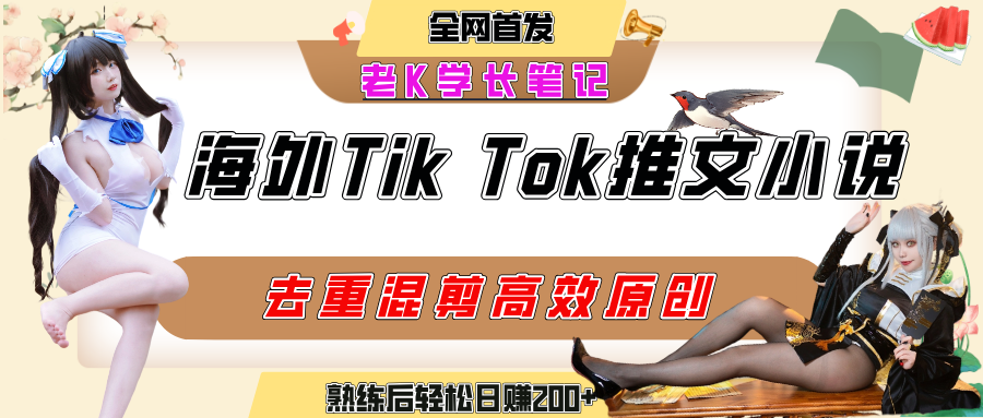 海外tiktok小说推文暴力项目，高停留率，高转化率，上手后一天搞顿饭钱不是问题-芸启轻创