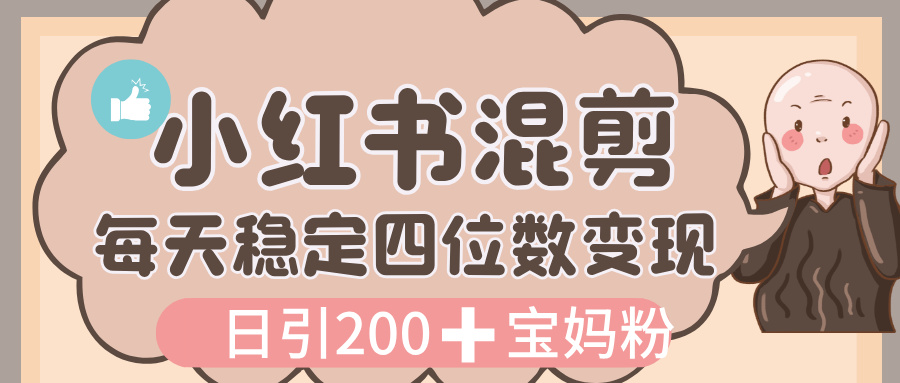 价值 3980 的小红书混剪, 虚拟变现,日引 200+宝妈创业粉,每天稳定四位数变现-芸启轻创