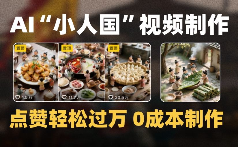 爆款1000W+微缩景观迷你小人国AI视频,0成本制作全流程教学-芸启轻创