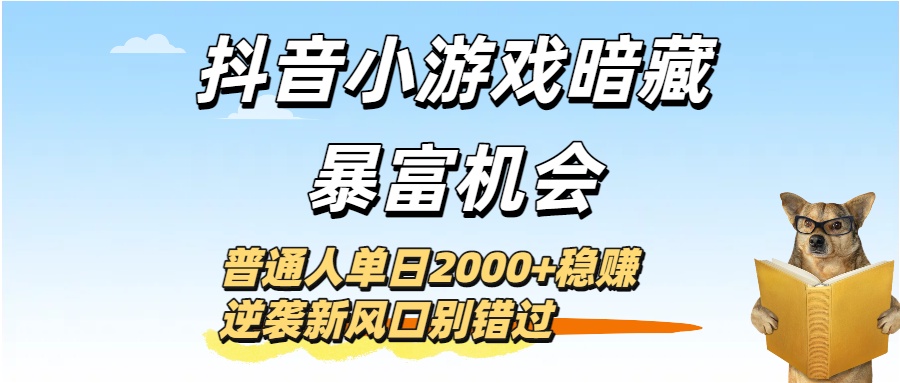 抖音小游戏暗藏暴富机会！普通人单日2000+稳赚，逆袭新风口别错过-芸启轻创