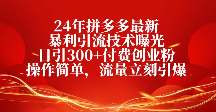 25年拼多多最新暴利引流技术曝光、日引300+付费创业粉操作简单，流量立刻引爆-芸启轻创
