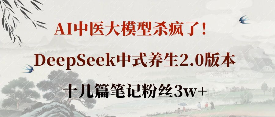 AI中医大模型杀疯了！DeepSeek中式养生2.0版本，十几篇笔记粉丝3w+-芸启轻创