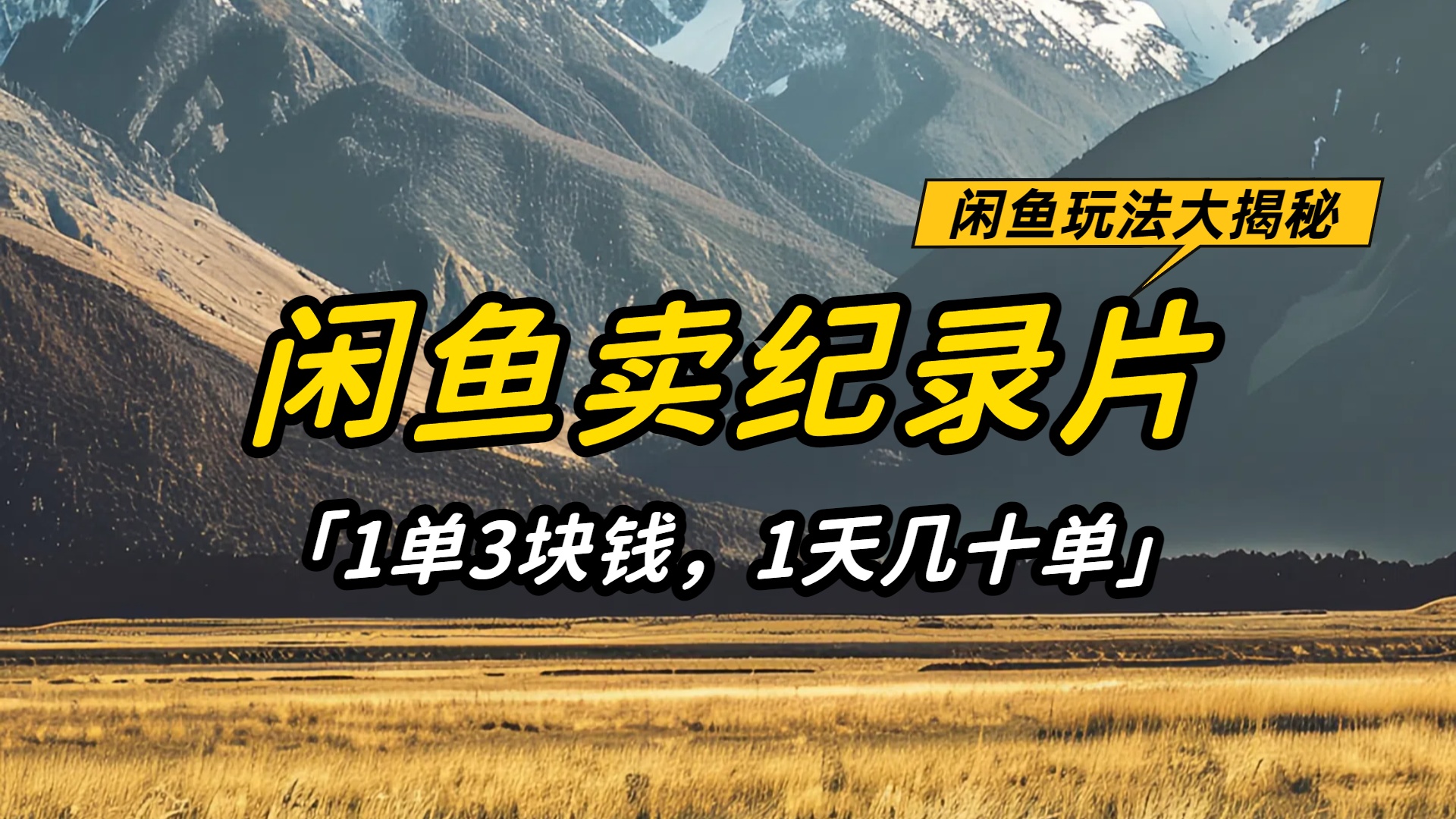 闲鱼卖纪录片1单3块钱，1天几十单，项目稳定有潜力-芸启轻创