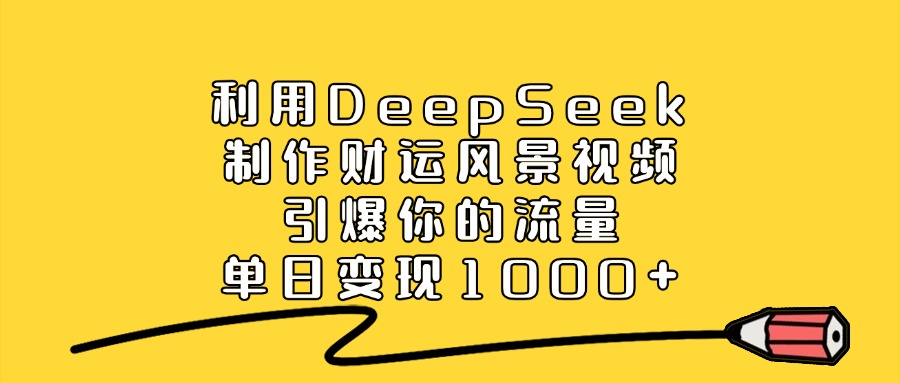 利用DeepSeek制作财运风景视频，引爆视频流量，单日变现1000+-芸启轻创