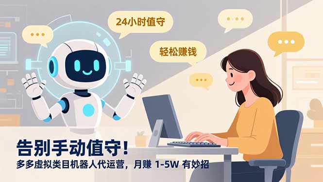 告别手动值守！多多虚拟类目机器人代运营，月赚 1-5W 有妙招-芸启轻创
