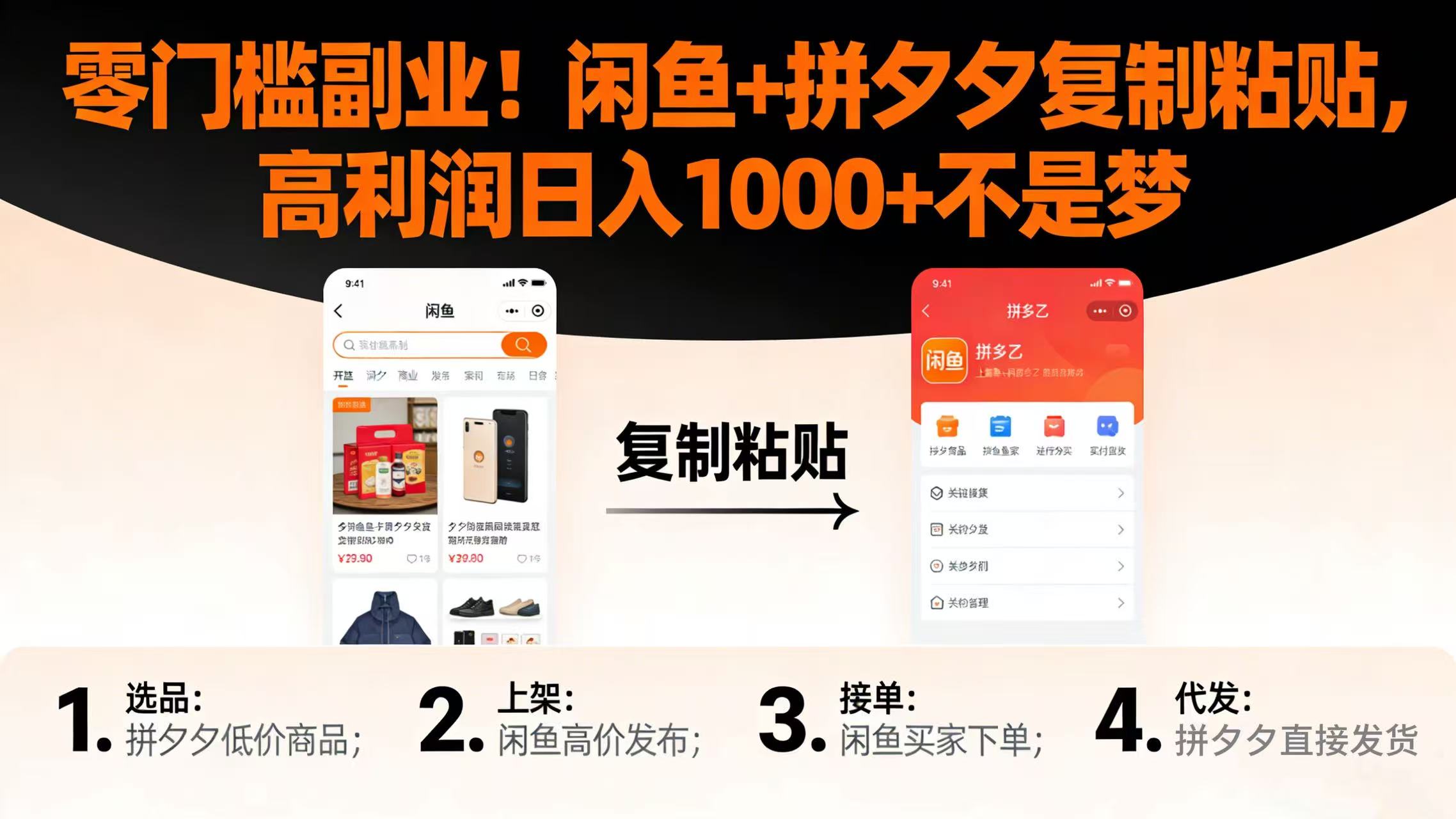 零门槛副业!闲鱼 + 拼夕夕复制粘贴,高利润日入 1000 + 不是梦-芸启轻创