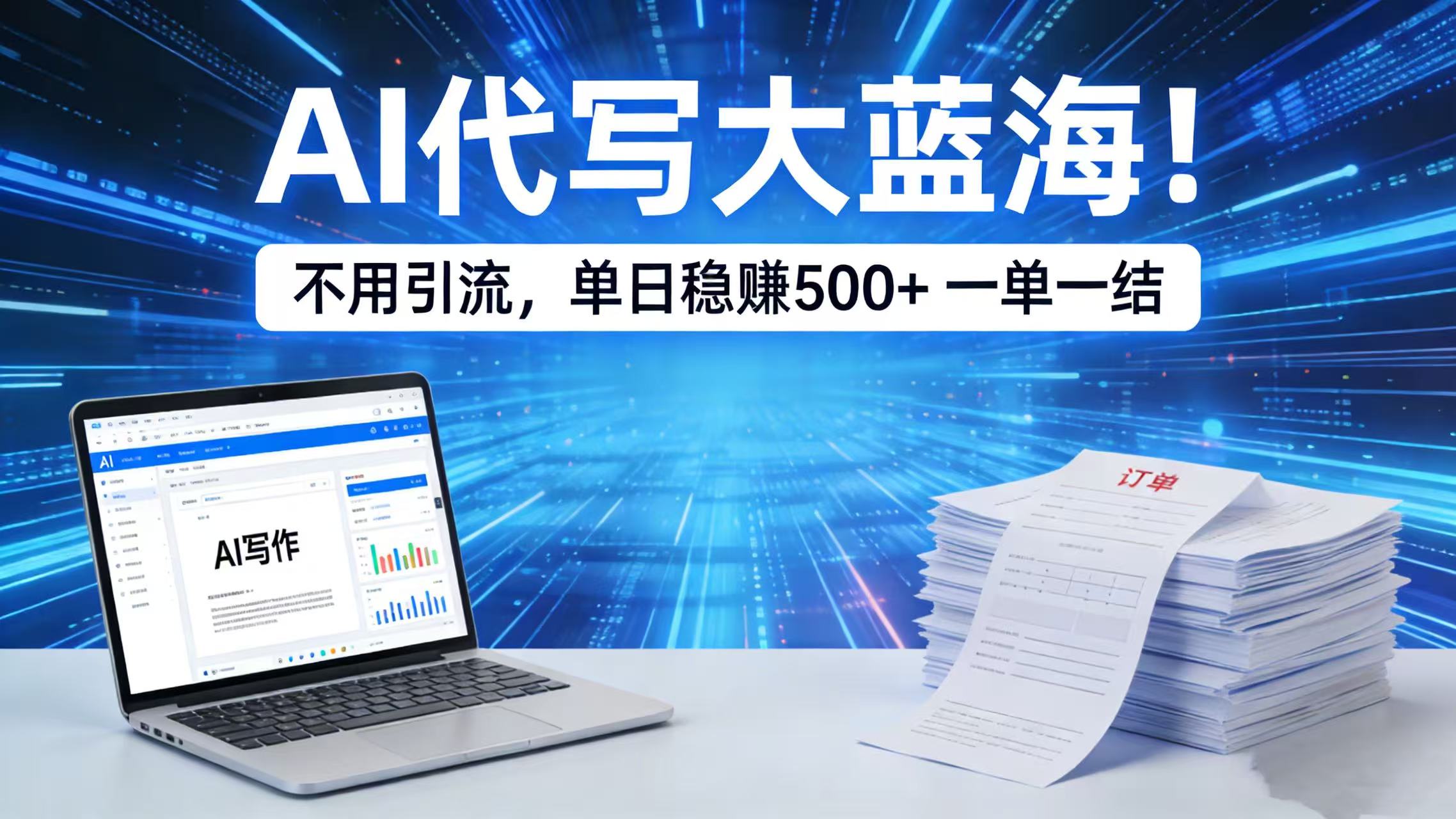 AI 代写大蓝海!不用引流,单日稳赚 500 + 一单一结-芸启轻创