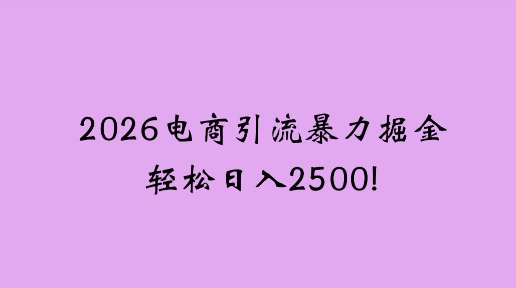 2026电商引流新玩法,日引200,日可入2500+-芸启轻创