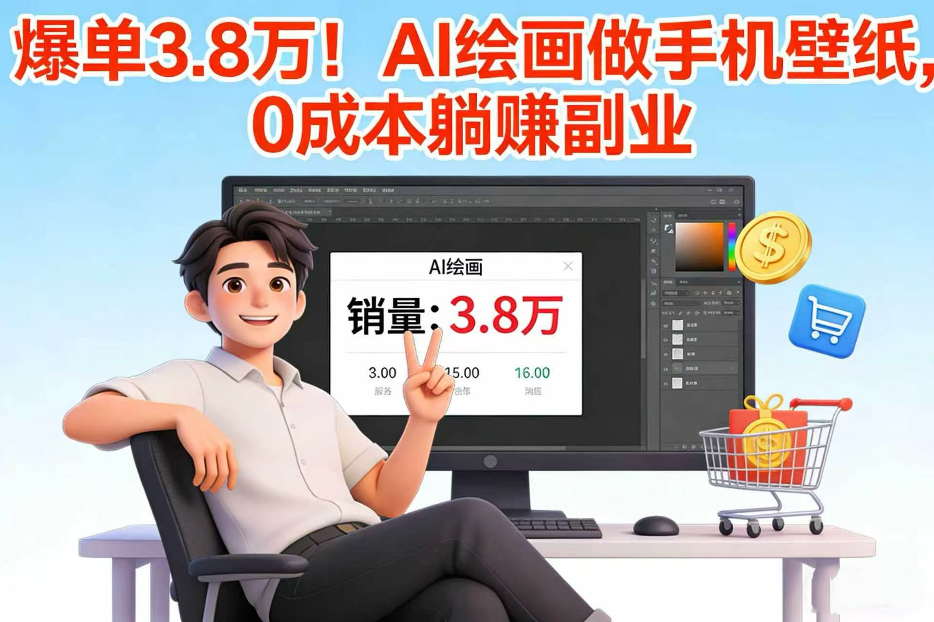 爆单 3.8 万！AI 绘画做手机壁纸，0 成本躺赚副业-芸启轻创