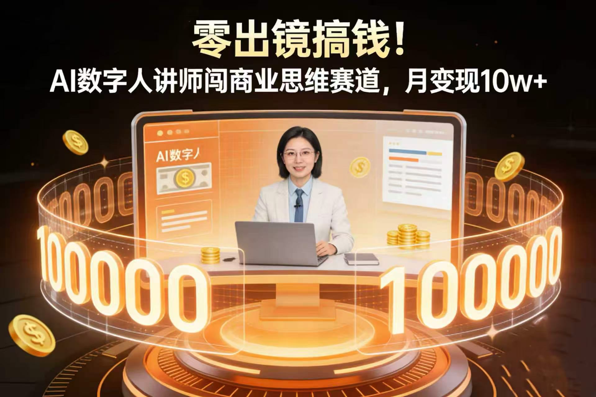 零出镜搞钱！AI 数字人讲师闯商业思维赛道，月变现 10w+-芸启轻创