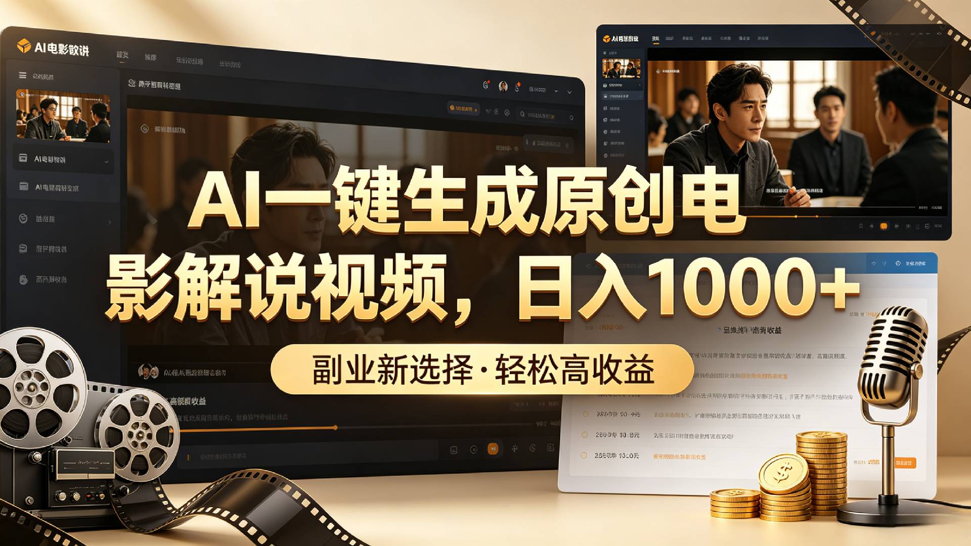 AI一键生成原创电影解说视频，日入1000+！-芸启轻创