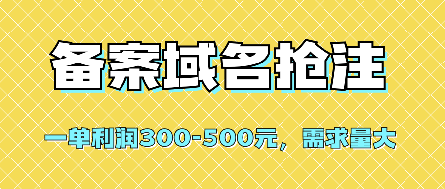【全网首发】备案域名抢注，一单利润300-500元，需求量大-芸启轻创