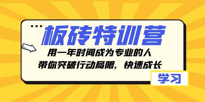 板砖特训营，用一年时间成为专业的人，带你突破行动局限，快速成长-芸启轻创