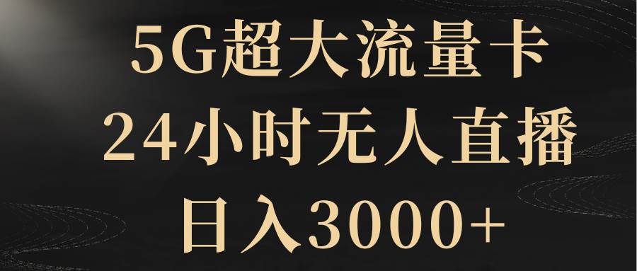 5G超大流量卡，24小时无人直播，日入3000-芸启轻创