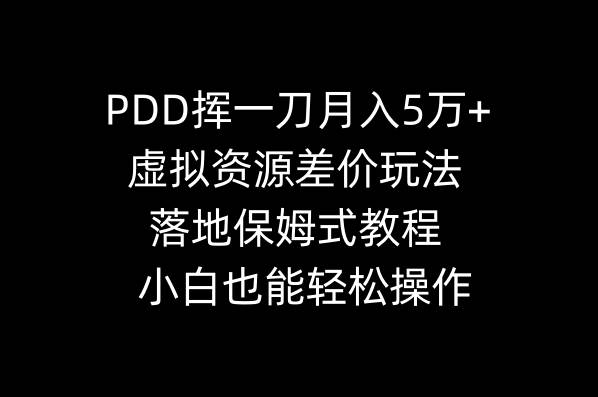 PDD挥一刀月入5万 ，虚拟资源差价玩法，落地保姆式教程，小白也能轻松操作-芸启轻创