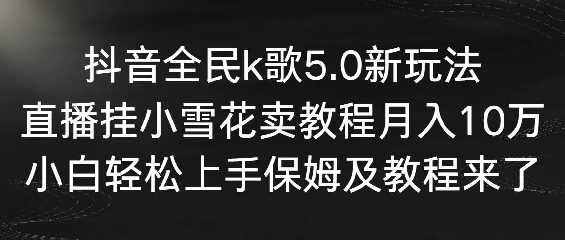 抖音全民k歌5.0新玩法，直播挂小雪花卖教程月入10万，小白轻松上手，保...-芸启轻创