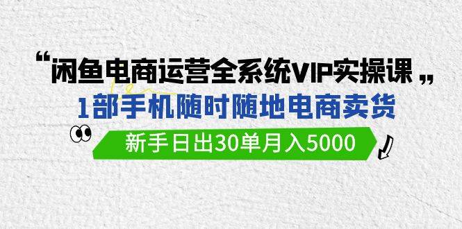闲鱼电商运营全系统VIP实战课，1部手机随时随地卖货，新手日出30单月入5000-芸启轻创