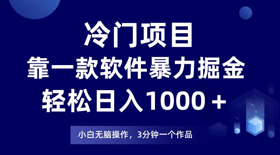 冷门项目，靠一款软件暴力掘金日入1000＋，小白轻松上手第二天见收益-芸启轻创