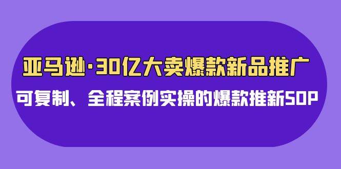 亚马逊30亿·大卖爆款新品推广，可复制、全程案例实操的爆款推新SOP-芸启轻创