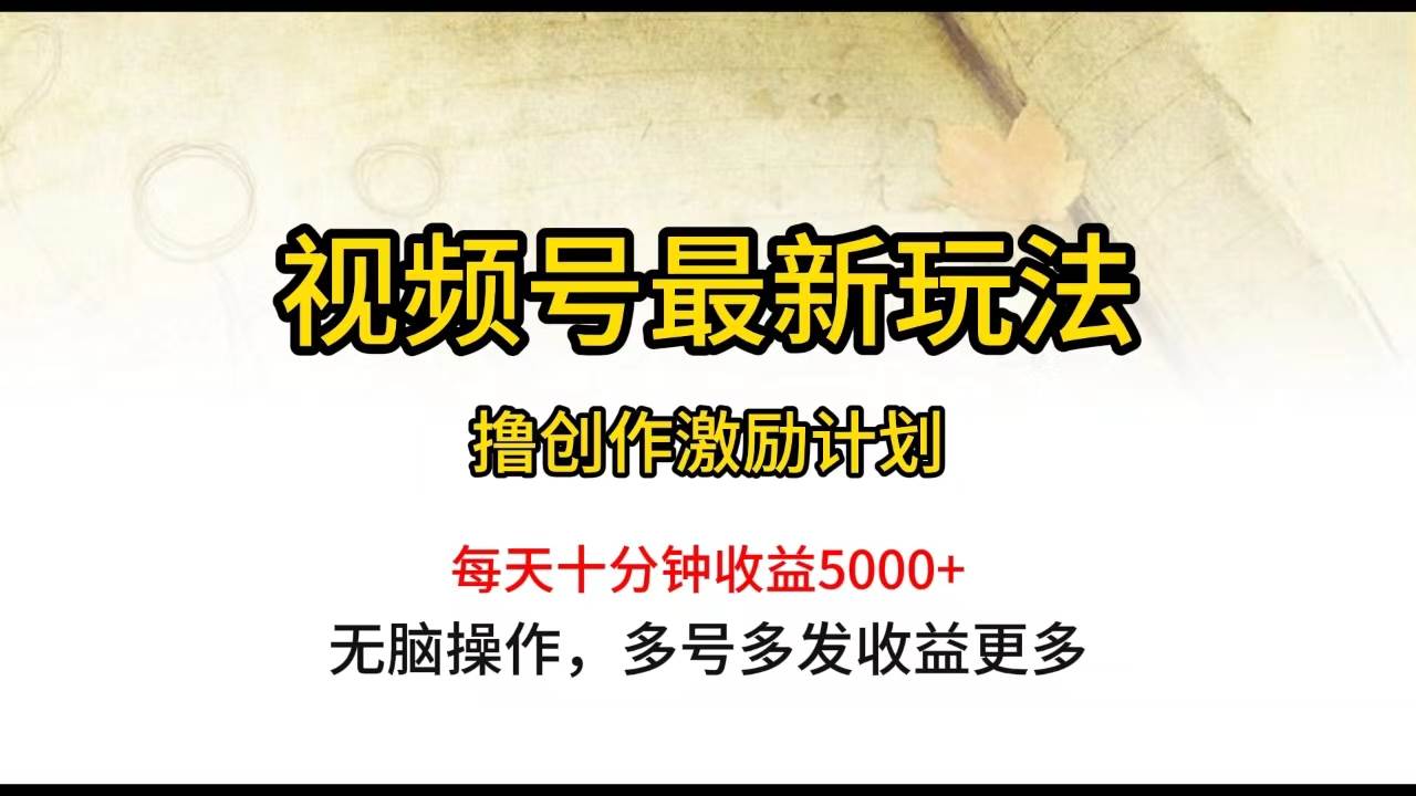 视频号最新玩法，每日一小时月入5000+-芸启轻创