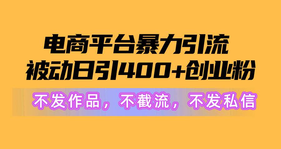 电商平台暴力引流,被动日引400+创业粉不发作品，不截流，不发私信-芸启轻创