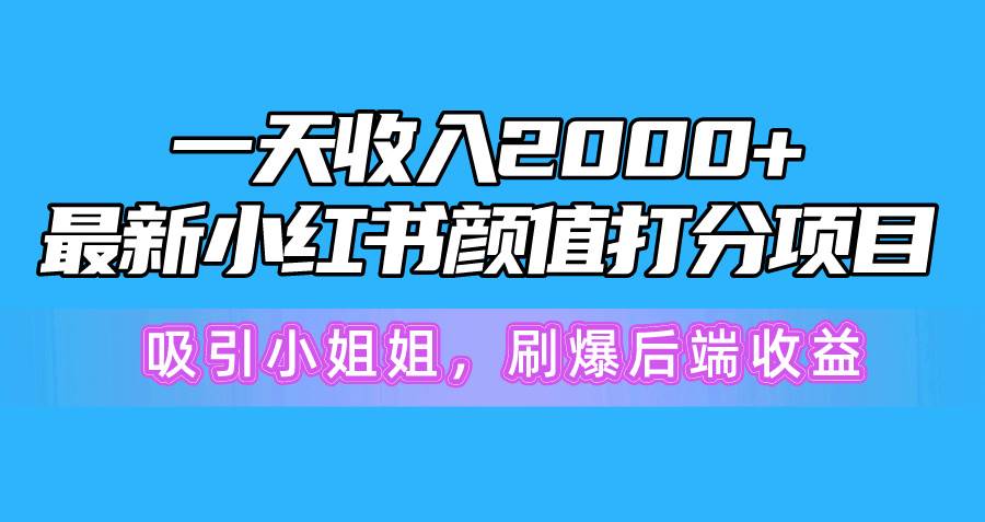 一天收入2000+，最新小红书颜值打分项目，吸引小姐姐，刷爆后端收益-芸启轻创