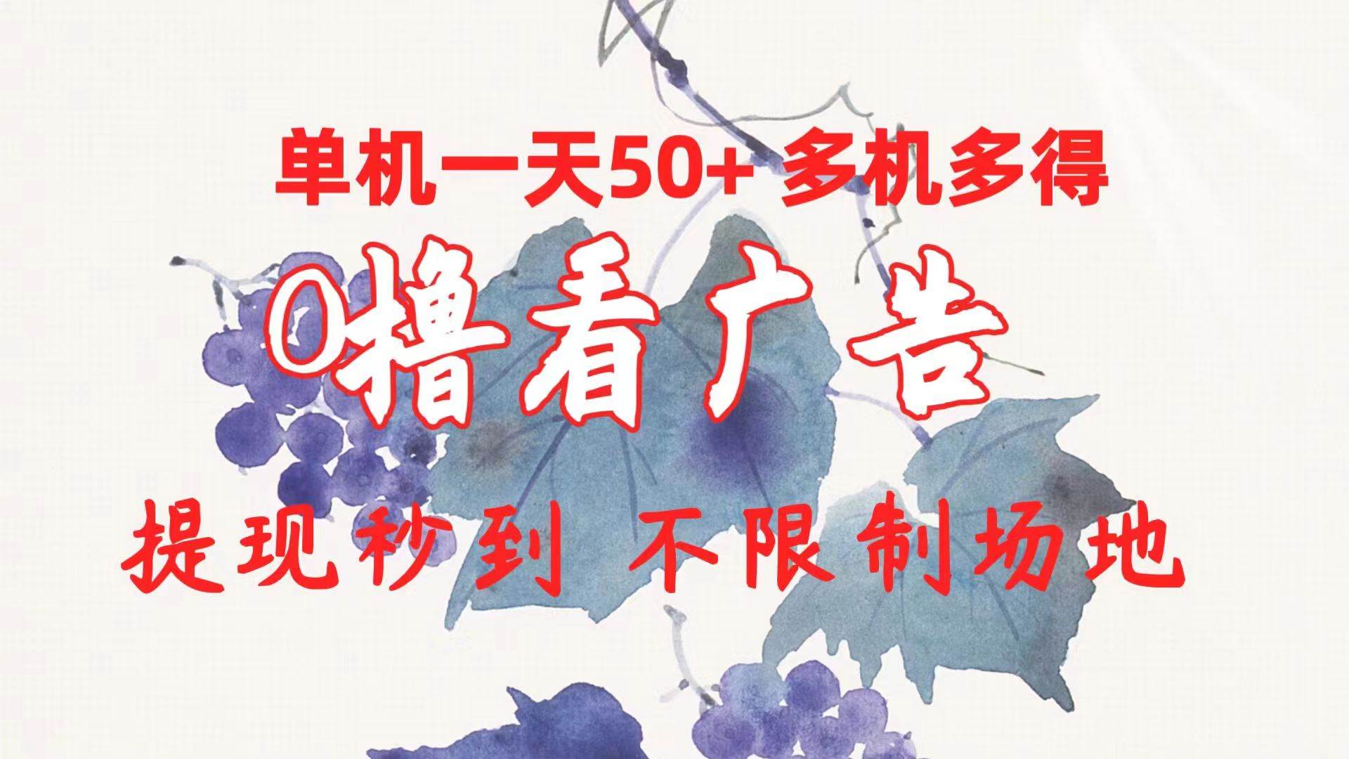 0撸看广告 单机一天50+多机多得 提现秒到 不限制场地操作-芸启轻创