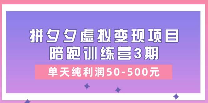 某收费培训《拼夕夕虚拟变现项目陪跑训练营3期》单天纯利润50-500元-芸启轻创