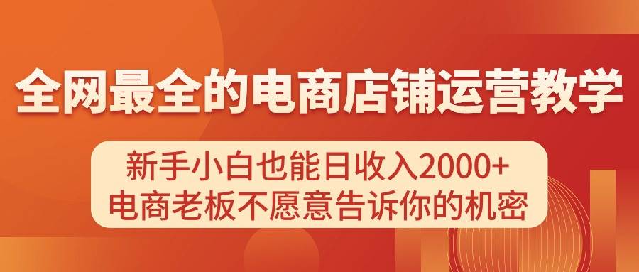 电商店铺运营教学,新手小白也能日收入2000+,电商老板不愿意告诉你的机密-芸启轻创